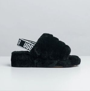 UGG Black Solid Slippers for Girls (youth) - Size 3